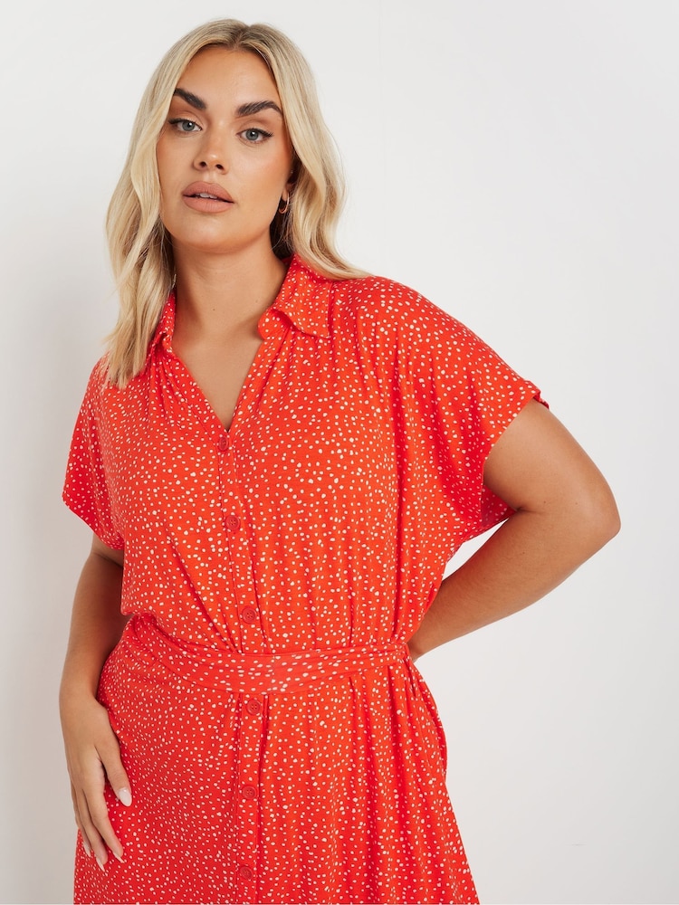 Yours Curve Orange Dot Print Dress - Image 4 of 5