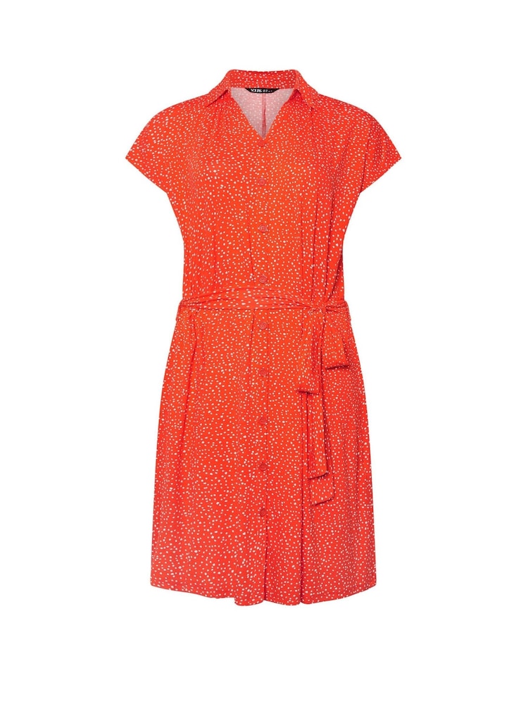 Yours Curve Orange Dot Print Dress - Image 5 of 5 Yours Curve Orange Dot Print Dress - Image 5 of 5