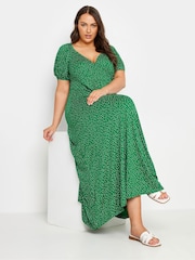Yours Curve Green Polka Dot Wrap Dress - Image 2 of 5