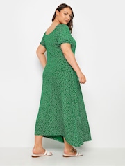 Yours Curve Green Polka Dot Wrap Dress - Image 4 of 5