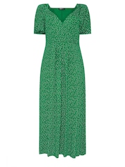 Yours Curve Green Polka Dot Wrap Dress - Image 5 of 5