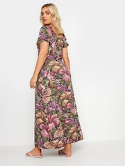 Yours Curve Red Leaf Wrap Dress - Image 3 of 5