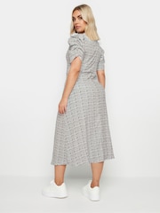 Yours Curve Grey Limited Collection Check Textured Milkmaid Dress - Image 3 of 5
