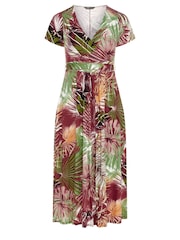Yours Curve Red Leaf Print Wrap Maxi Dress - Image 5 of 5