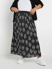 Yours Curve Black Light Floral Pleated Skirt - Image 1 of 5