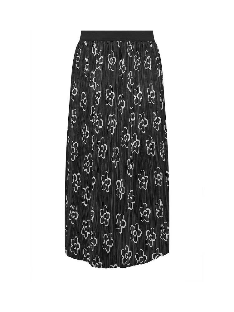 Yours Curve Black Light Floral Pleated Skirt - Image 5 of 5 Yours Curve Black Light Floral Pleated Skirt - Image 5 of 5
