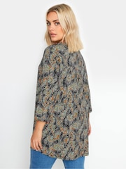 Yours Curve Black Abstract Long Sleeve Shirt - Image 3 of 5