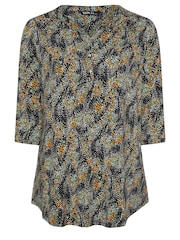 Yours Curve Black Abstract Long Sleeve Shirt - Image 5 of 5
