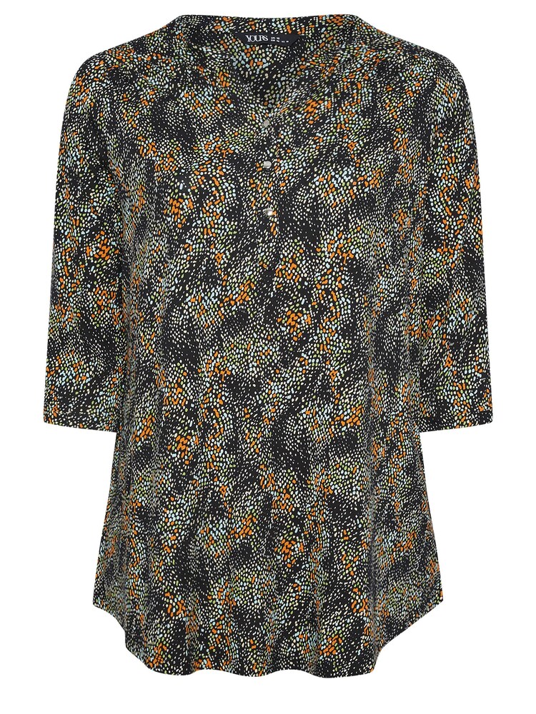 Yours Curve Black Abstract Long Sleeve Shirt - Image 5 of 5