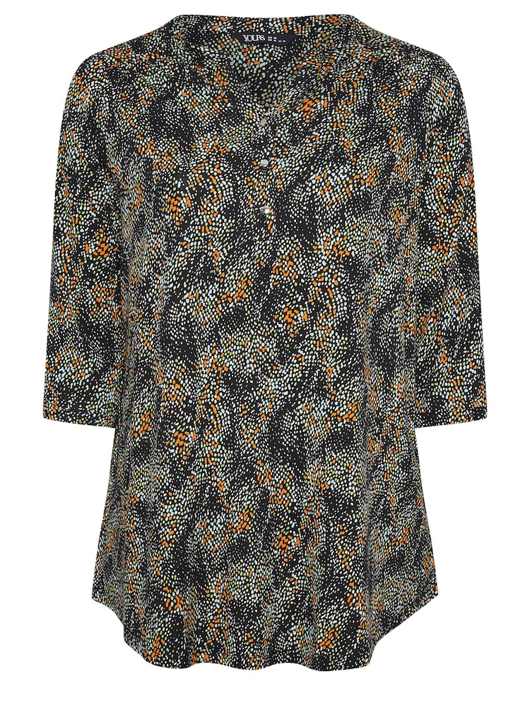 Yours Curve Black Abstract Long Sleeve Shirt - Image 5 of 5 Yours Curve Black Abstract Long Sleeve Shirt - Image 5 of 5