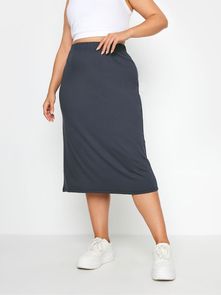 Yours Curve Grey Midaxi Tube Skirt - Image 1 of 5