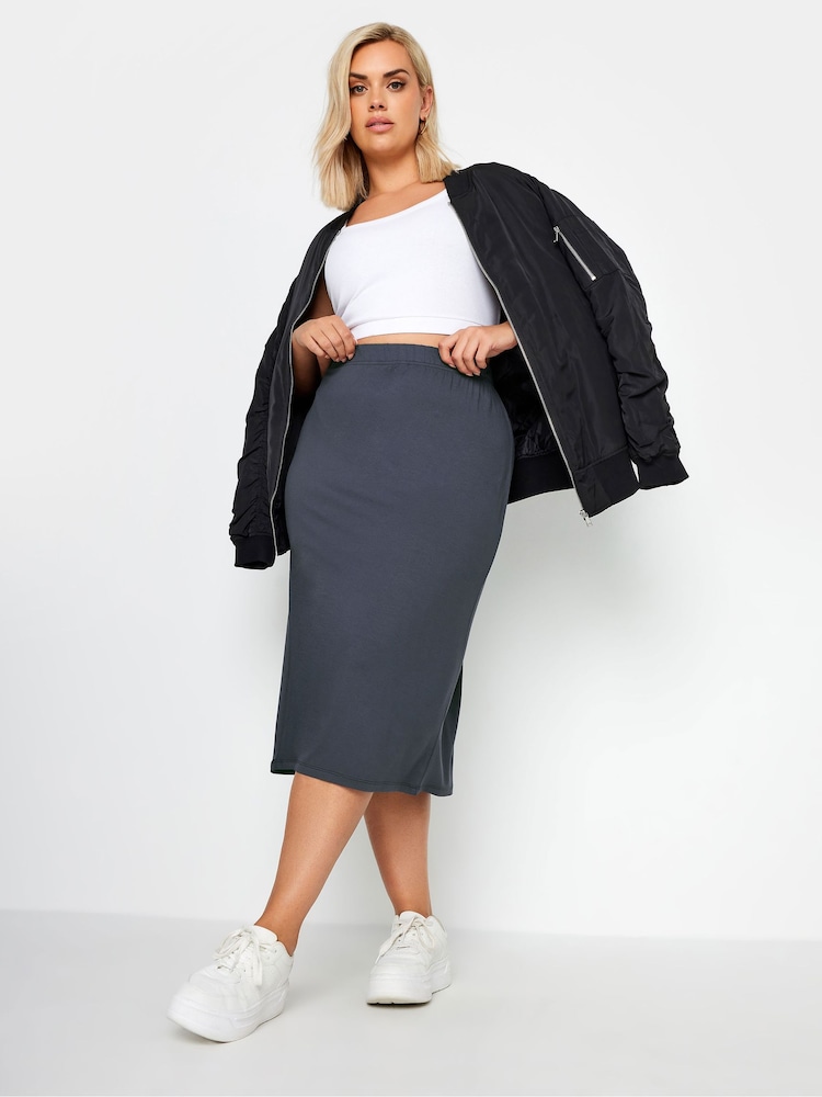 Yours Curve Grey Midaxi Tube Skirt - Image 2 of 5
