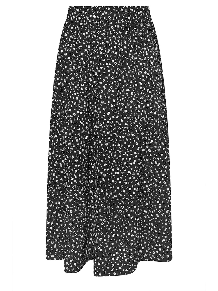 Yours Curve Black Light Structured Tiered Skirt - Image 5 of 5