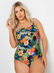 Yours Curve Black Twist Front Bandeau Swimsuit - Image 2 of 7
