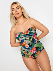 Yours Curve Black Twist Front Bandeau Swimsuit - Image 3 of 7