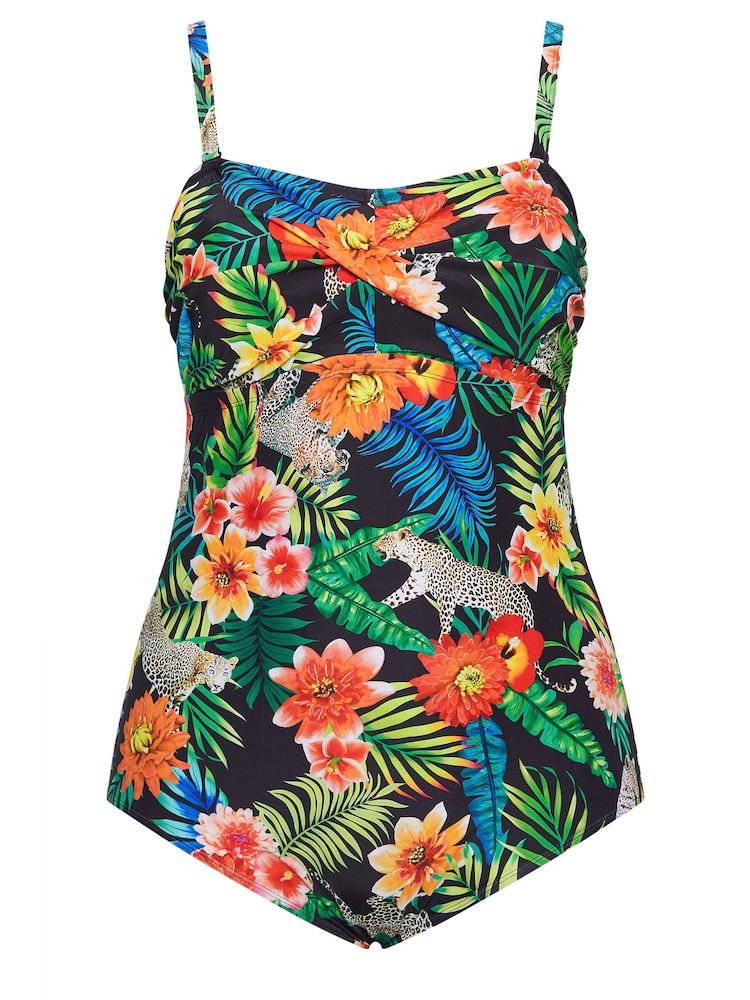 Czarny - Yours Curve Twist Front Bandeau Swimsuit - Image 6 of 7