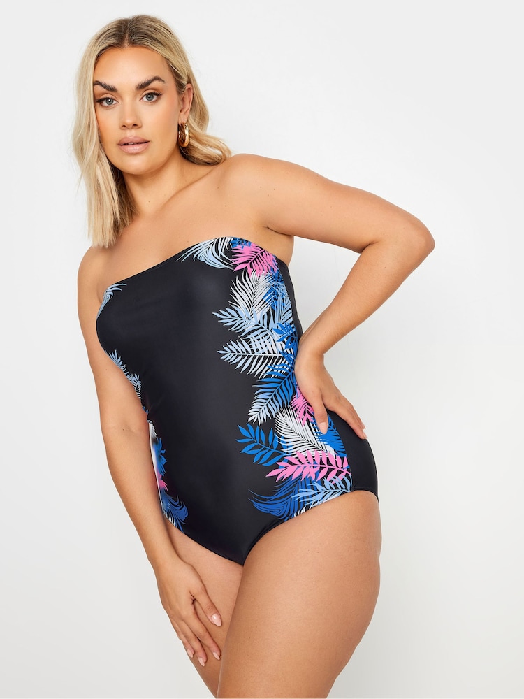 Yours Curve Black Palm Swimsuit - Image 2 of 7