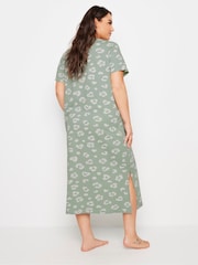 Yours Curve Green Animal Print 100% Cotton Midaxi Nightdress - Image 3 of 5