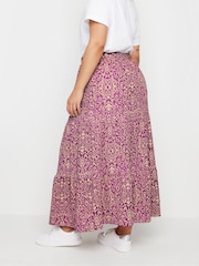 Yours Curve Pink Paisley Print Textured Maxi Skirt - Image 2 of 4