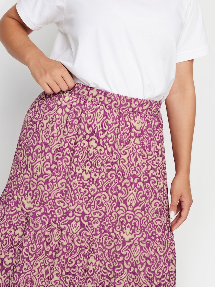 Yours Curve Pink Paisley Print Textured Maxi Skirt - Image 3 of 4
