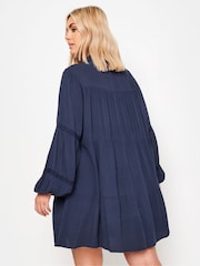 Yours Curve Blue Boho Long Sleeve Tiered Shirt - Image 3 of 4