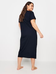 Yours Curve Blue Brunch Club 100% Cotton Midaxi Nightdress - Image 3 of 5