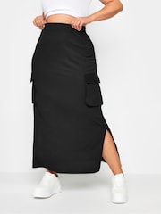 Yours Curve Black Textured Utility Maxi Skirt - Image 1 of 5