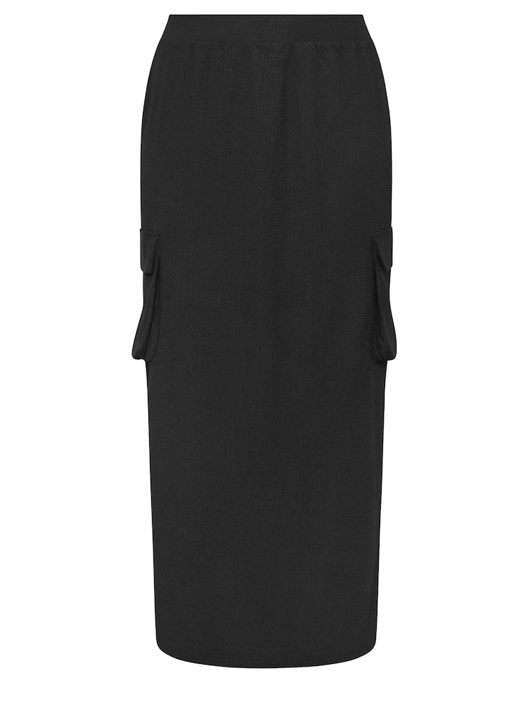 Yours Curve Black Textured Utility Maxi Skirt - Image 5 of 5