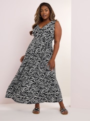 Yours Curve Black Abstract Print Dress - Image 1 of 5