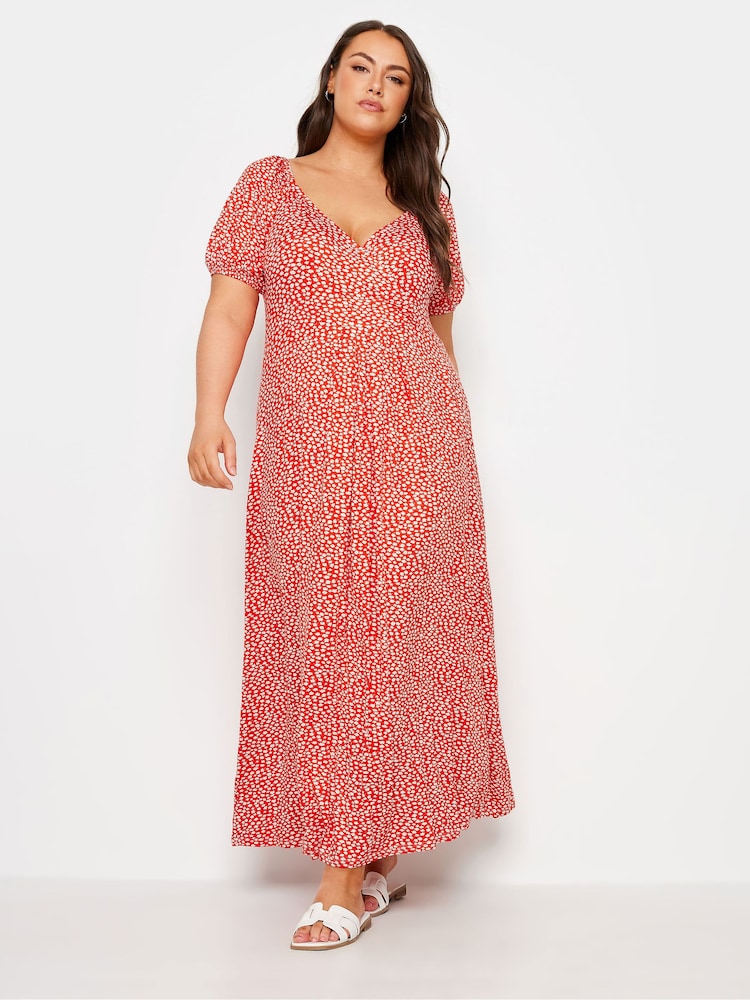 Yours Curve Red Polka Dot Wrap Dress - Image 2 of 5