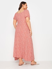 Yours Curve Red Polka Dot Wrap Dress - Image 3 of 5