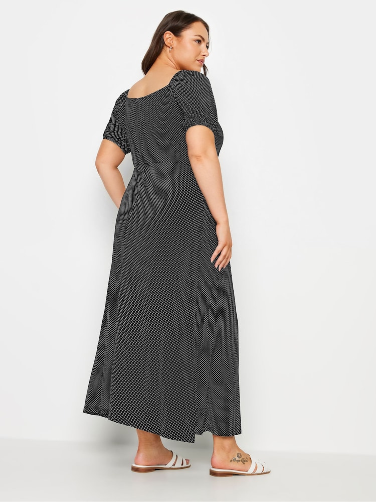 Yours Curve Black Polka Dot Wrap Dress - Image 3 of 5