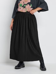 Yours Curve Black Pleated Skirt - Image 1 of 6