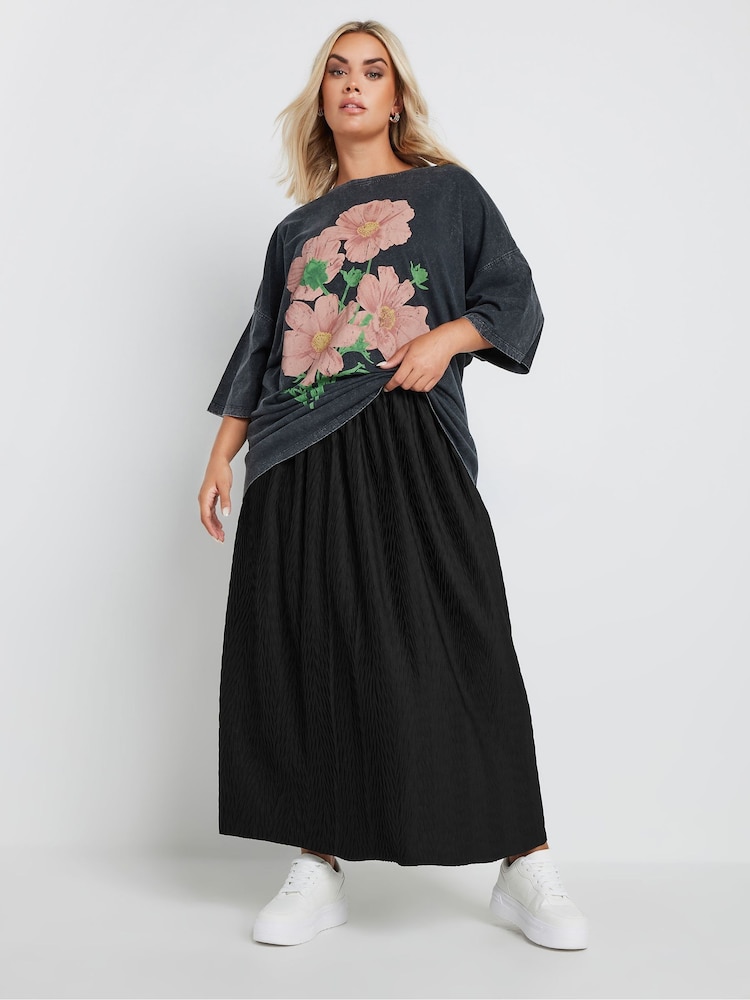 Yours Curve Black Pleated Skirt - Image 2 of 6