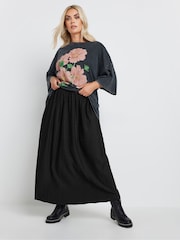 Yours Curve Black Pleated Skirt - Image 3 of 6