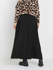 Yours Curve Black 6 Panel Flippy Midi Skirt - Image 3 of 5