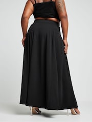 Yours Curve Black 6 Panel Flippy Midi Skirt - Image 6 of 9