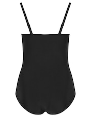 Yours Curve Black Dark Twist Front Bandeau Swimsuit - Image 6 of 6