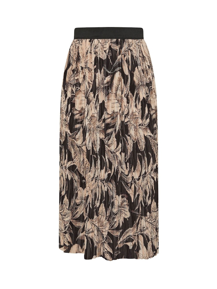 Yours Curve Black Floral Pleated Skirt - Image 5 of 5
