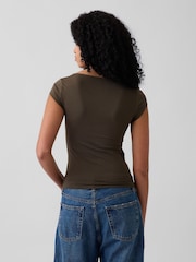 Gap Brown Close Knit Jersey V-Neck T-Shirt - Image 2 of 4