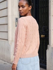Roman Pink Textured Cable Cardigan - Image 3 of 4