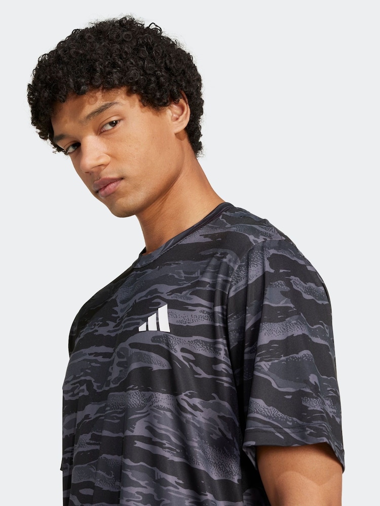 adidas Black Train Essentials Camo AOP T-Shirt - Image 4 of 6