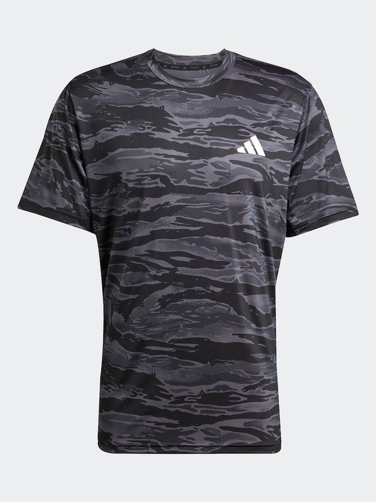 adidas Black Train Essentials Camo AOP T-Shirt - Image 6 of 6