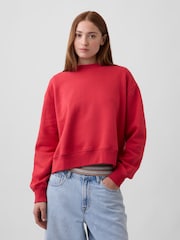 Červená - Gap VintageSoft Oversized Split-Hem Sweatshirt - Obrázek 1 z 4