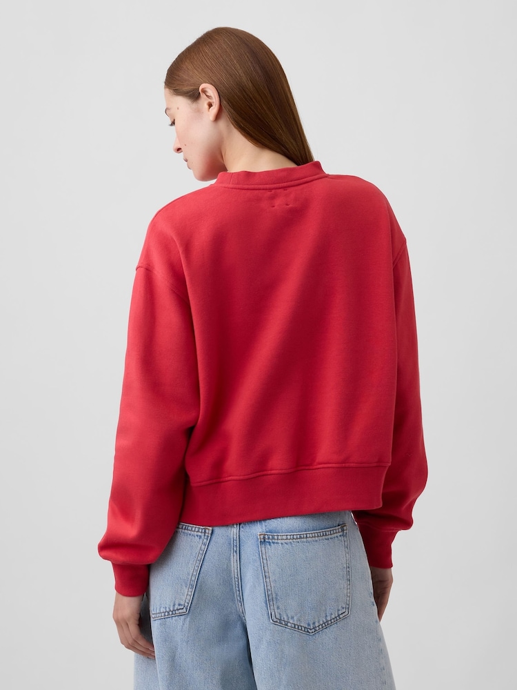 Červená - Gap VintageSoft Oversized Split-Hem Sweatshirt - Obrázek 2 z 4