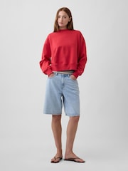 Červená - Gap VintageSoft Oversized Split-Hem Sweatshirt - Obrázek 3 z 4