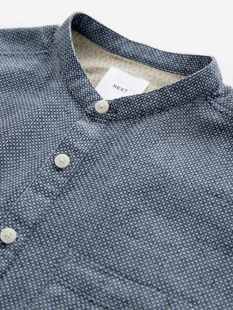 Bleu marine - À enfiler - Chemise à manches courtes en lin et coton mélangés - Image 7 of 8