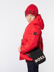 BOSS Red Knitted Logo Beanie 100% Cotton Hat - Image 3 of 4