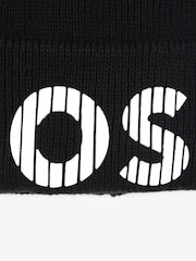 BOSS Black Knitted Logo Beanie 100% Cotton Hat - Image 3 of 3