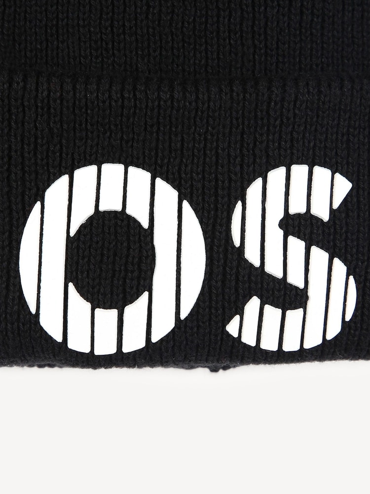 BOSS Black Knitted Logo Beanie 100% Cotton Hat - Image 3 of 3